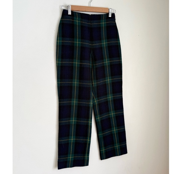 Ralph Lauren Wool Tartan Ankle Pants Navy Green Yellow Plaid - Picture 3 of 6